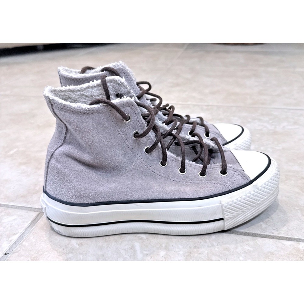 Converse Chuck Taylor All Star Lift Platform High Grey Suede Faux Fur 566565C